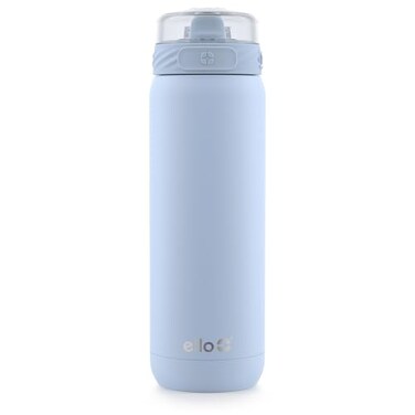 Ello Cooper 22oz Stainless Steel Water Bottle with Straw and Carry Handle Double Walled and Vacuum Insulated Metal Leak Proof Locking Lid with Soft Silicone Spout Reusable BPA Free Halogen Blue