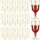 Meanplan 100 Pcs Plastic Wine Glasses with Stem 6oz Plastic Wine Cups for Parties Disposable Stackable Wedding PicnicsGlitter StyleGold