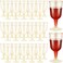Meanplan 100 Pcs Plastic Wine Glasses with Stem 6oz Plastic Wine Cups for Parties Disposable Stackable Wedding PicnicsGlitter StyleGold