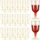 Meanplan 100 Pcs Plastic Wine Glasses with Stem 6oz Plastic Wine Cups for Parties Disposable Stackable Wedding PicnicsGlitter StyleGold