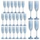 SKLENICE 24 Pack Plastic Champagne Flutes Vintage Light Blue Goblet Champagne Glasses Unbreakable Wedding Toasting Glasses Diamond Wine Glasses Crystal Wine Cups Clear Drinking Glasses 55 OZ for Brida