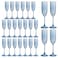 SKLENICE 24 Pack Plastic Champagne Flutes Vintage Light Blue Goblet Champagne Glasses Unbreakable Wedding Toasting Glasses Diamond Wine Glasses Crystal Wine Cups Clear Drinking Glasses 55 OZ for Brida