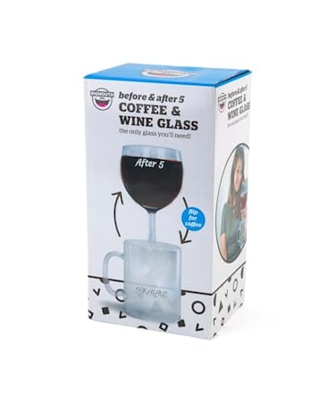 BigMouth Inc The Before After 5 Coffee Wine Glass 2In1 Reversible Novelty Coffee Cup Wine Glass