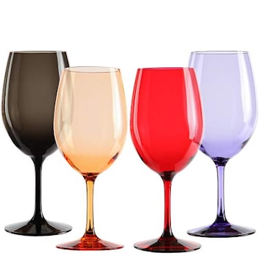Lily's Home Lilys Home Unbreakable Wine Glasses 20oz Shatterproof Plastic Glasses Set of 4 for White Red Wine Reusable Mixed Dark Colors Ideal for Valentines Day Birthday Wedding