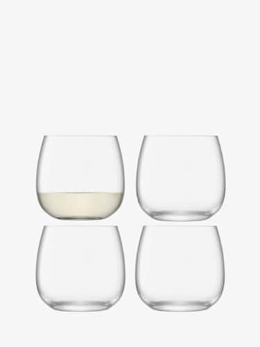 LSA International Borough Stemless Wine Glasses 13 oz Set of 4 Luxury Elegant Modern Cocktail Drinking Glassware