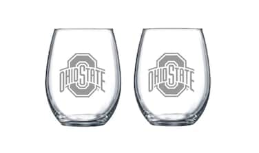 RFSJ INC. RFSJ INC Satin Frost Logo Wine or Beverage Glass Set of 2 Ohio State