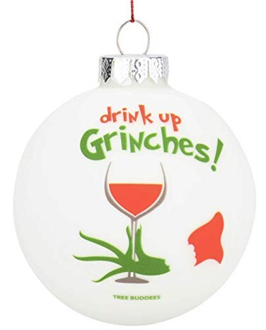 Tree Buddees Drink Up Funny Wine Glass Bulb Ornament