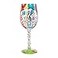 Enesco Designs by Lolita Happy Birthday Streamers Artisan HandPainted Wine Glass 15 Ounce Multicolor