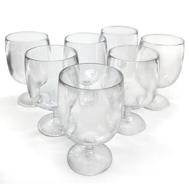 Lily's Home Lilys Home Unbreakable Plastic Wine Glasses Set of 8 12 oz Shatterproof Stackable Tumblers Reusable BPA Free Goblets for Indoor and Outdoor Use Made in Taiwan Clear