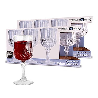 PARTY BARGAINS CrystalLike Wine Glasses with Stem 8 oz 8 Pack Shatterproof Clear Hard Plastic Wine Glasses for Weddings Pool Parties Outdoor Events Receptions