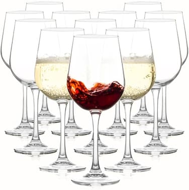 HAKEEMI Fully Tempered Wine Glasses set of 12 12 oz Durable Red Wine Glasses for Wedding Party Dishwasher Safe