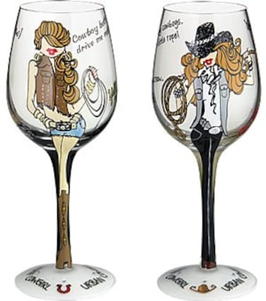 Bottom's Up Hand Painted Wine Glass by Bottoms Up Urban Cowgirl