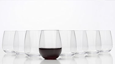 GSM Brands Stemless Wine Glasses Unbreakable Shatterproof BPA Free Plastic Tritan Set of 8 16oz Dishwasher Safe