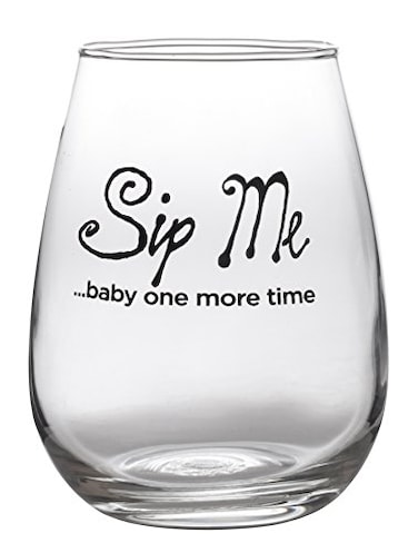 Artisan Owl Sip Me Baby One More Time Cute Funny Stemless Wine Glass Large 17oz