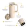 RTIC 20oz Road Trip Travel Mug with Lid and Handle Ceramic Lined Insulated Stainless Steel Metal Double Wall VacuumInsulation Portable Coffee Tea Cup for Hot and Cold Drink Beach