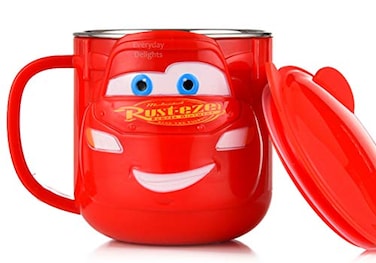 Everyday Delights Lightning McQueen Red Stainless Steel Insulated 3D Cup with Lid 250ml