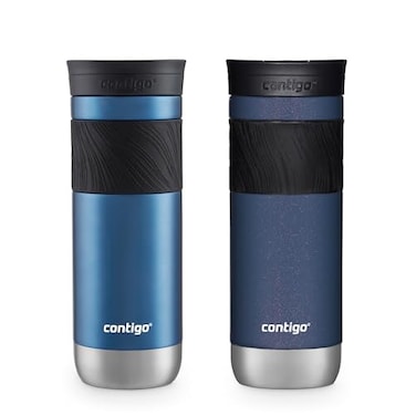 Contigo SNAPSEAL Insulated Stainless Steel Travel Mug with Grip 20oz Blue Corn Transparent Satin Midnight Berry