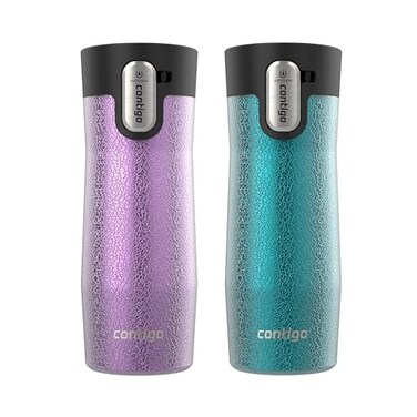 Contigo AUTOSEAL West Loop VacuumInsulated Stainless Steel Travel Mug with EasyClean Lid 16 oz 2Pack Crystal Pansy Crystal Juniper