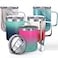 THILY Stainless Steel Insulated Travel Mug 12 oz Vacuum Insulated Coffee Cup with Handle Spillproof Lid Keep Coffee Cold or Hot Hours Pink Green