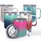 THILY Stainless Steel Insulated Travel Mug 12 oz Vacuum Insulated Coffee Cup with Handle Spillproof Lid Keep Coffee Cold or Hot Hours Pink Green