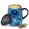 Ideus 16 oz Insulated Coffee Mug with Handle and Lid Double Wall Stainless Steel Vacuum Thermal Coffee Mug Travel Coffee Cup Thermal Cup for Home and Office Blue Zebra