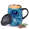 Ideus 16 oz Insulated Coffee Mug with Handle and Lid Double Wall Stainless Steel Vacuum Thermal Coffee Mug Travel Coffee Cup Thermal Cup for Home and Office Blue Zebra