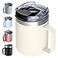 ALOUFEA 12oz Insulated Coffee Mug Cup with Handle Stainless Steel Travel Coffee Mug with Flip Lid Double Wall Vacuum Coffee Tumbler Cream
