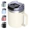 ALOUFEA 12oz Insulated Coffee Mug Cup with Handle Stainless Steel Travel Coffee Mug with Flip Lid Double Wall Vacuum Coffee Tumbler Cream