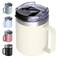 ALOUFEA 12oz Insulated Coffee Mug Cup with Handle Stainless Steel Travel Coffee Mug with Flip Lid Double Wall Vacuum Coffee Tumbler Cream
