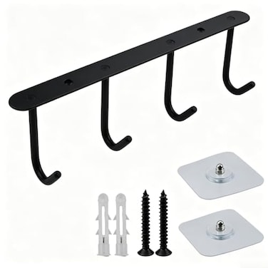 HEVSTIL Stainless Steel 4Hook Modern Minimalist Kitchen Storage Hooks Mug Hooks Black