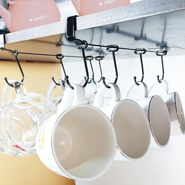 XILAOTOU Adjustable Mug Hooks Secure SturdyDesigned for Ease of Use DurabilityIdeal for Kitchens Pantry StorageBlack Finish for a Sleek Modern Look