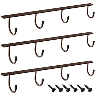 MOCOUM Under Cabinet Coffee Cup Holder Brown Metal Rack Mug Coffee Cup Organizer Kitchen Utensil Display 3