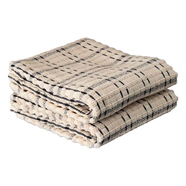 Ritz Royale Collection 100 Combed Terry Cotton Highly Absorbent Oversized Checked Kitchen Towel Set 28 x 18 2Pack Black