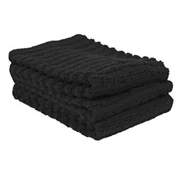 Ritz Royale Collection 100 Combed Terry Cotton Highly Absorbent Kitchen Dish Cloth Set 1334 x 12 3Pack Solid Black