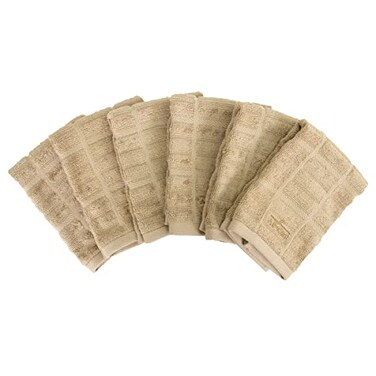 All-Clad AllClad Premium Solid Dish Cloth Set Highly Absorbent Super Soft 100 Turkish Cotton Terry Looped 13x14 Dish Towels for Cleaning Drying Dishes Pan Glassware or Counter 6Pack Cappuccino