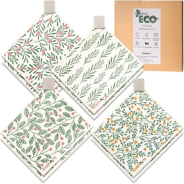Eulnars Swedish Dishcloths for Kitchen 8 Pack Green Reusable Paper Towels with Clips NonScratch Swedish Kitchen Towels Super Absorbent Cellulose Sponge Cloths Dishwasher Safe No Odor