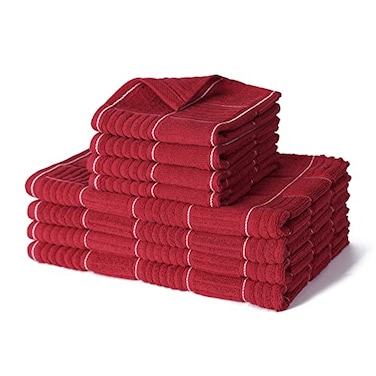 Glynniss Red Kitchen Towels and Dishcloths Set Dish Towels and Dish Rags Set for Washing Dishes Cleaning and Drying Pack of 8 red