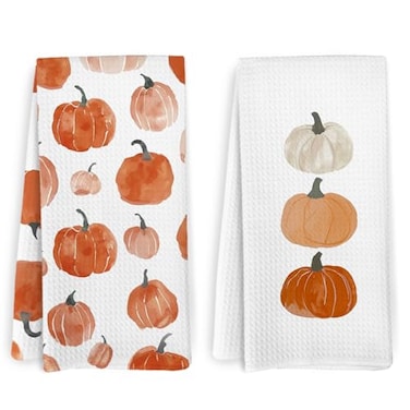 KFXHANGD Fall Pumpkin Decor Kitchen Towels and Dishcloths Set of 2 Fall Thanksgiving Day Hand Dish Towel Farmhouse Autumn Pumpkins Decorative Hand Tea Towels for Bathroom Kitchen 1624 Inch