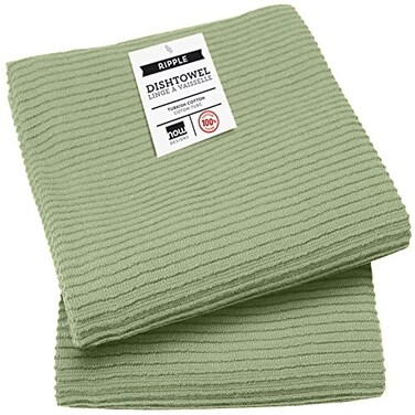 Now Designs Ripple Cotton Dish Towels Sage 18 x 28in Set of 2