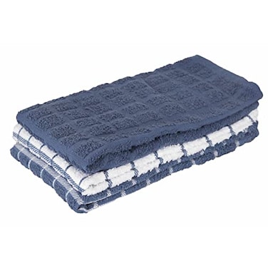 Ritz Premium 100 Cotton Terry Check Kitchen Dish Towels Highly Absorbent Super Soft LongLasting 25x15 3Pack Federal Blue