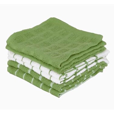 Ritz Terry Check Dish Cloth Set Highly Absorbent Super Soft 100 Cotton Durable Kitchen Cleaning Cloths for Wiping Tables and Counters 6Pack Cactus
