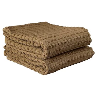 Ritz Royale Collection 100 Combed Terry Cotton Highly Absorbent Oversized Kitchen Towel Set 28 x 18 2Pack Solid Mocha Brown