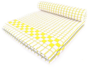 Fecido Classic Kitchen Dish Towels with Hanging Loop Heavy Duty Absorbent Dish Clothes European Made 100 Cotton Tea Towels Set of Two Yellow