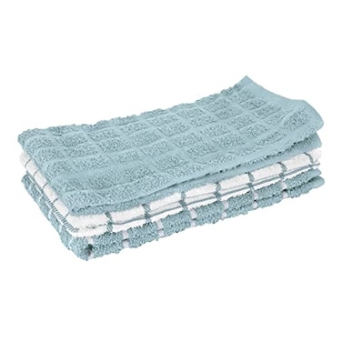 Ritz Premium 100 Cotton Terry Check Kitchen Dish Towels Highly Absorbent Super Soft LongLasting 25x15 3Pack Dew