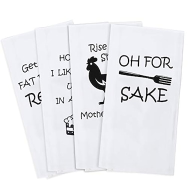 Michael Grace Gifts Cotton Kitchen Towel Decorative Set Funny Hand Dish or Tea Towels for Any Decor Gift for Housewarming Hostess Christmas Mothers Day Birthday