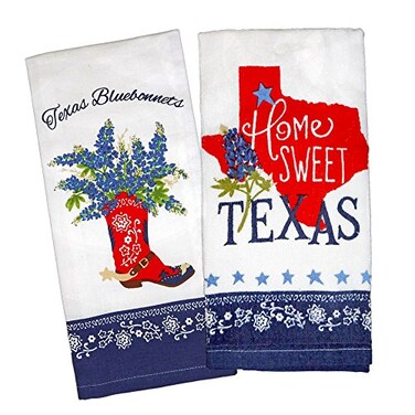 Kay Dee Designs Home Sweet Texas Bluebonnets Tea Towel and Cotton Terry Dishtowel 2 Item Bundle