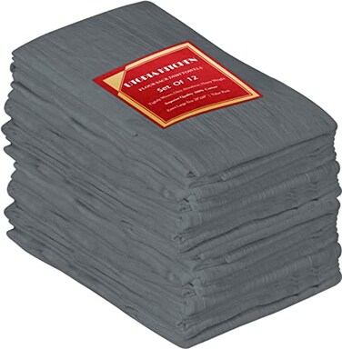 Utopia Kitchen Light Grey Flour Sack Towels 12 Pack 28 x 28 Inch 100 Cotton Tea Towels for Cleaning Drying Highly Absorbent Kitchen Dish Cloth