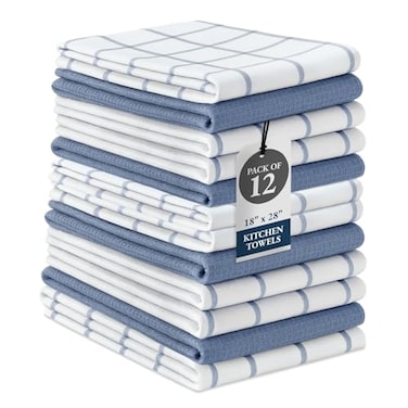 LANE LINEN Dish Towels Set of 1218 x 28 Soft Absorbent Cotton Kitchen Towels QuickDrying Tea Hand Towels Premium Decorative Dish Cloths Indigo