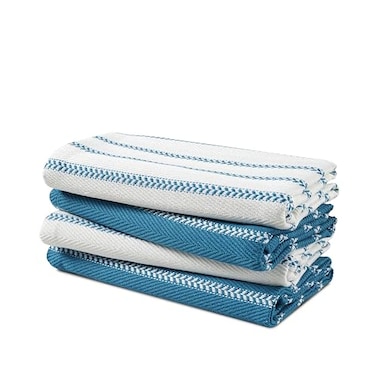 LANE LINEN Kitchen Towels Set Pack of 4 Cotton Dish Towels for Drying Dishes 18x 28 Absorbent Tea Towels Quick Drying Kitchen Towel Set Blue Saphire