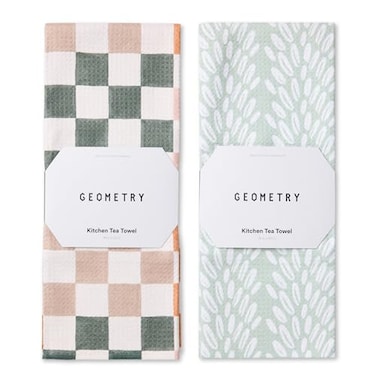 GEOMETRY Kitchen Tea Towels Quick Dry Microfiber Dish Towels for Kitchen Checkmate CA 18 x 30 2Pack